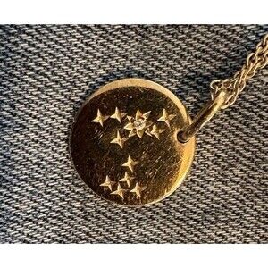 Sterling Silver 925 Gold Plated Pisces Constellation Coin Pendant & Necklace 20”